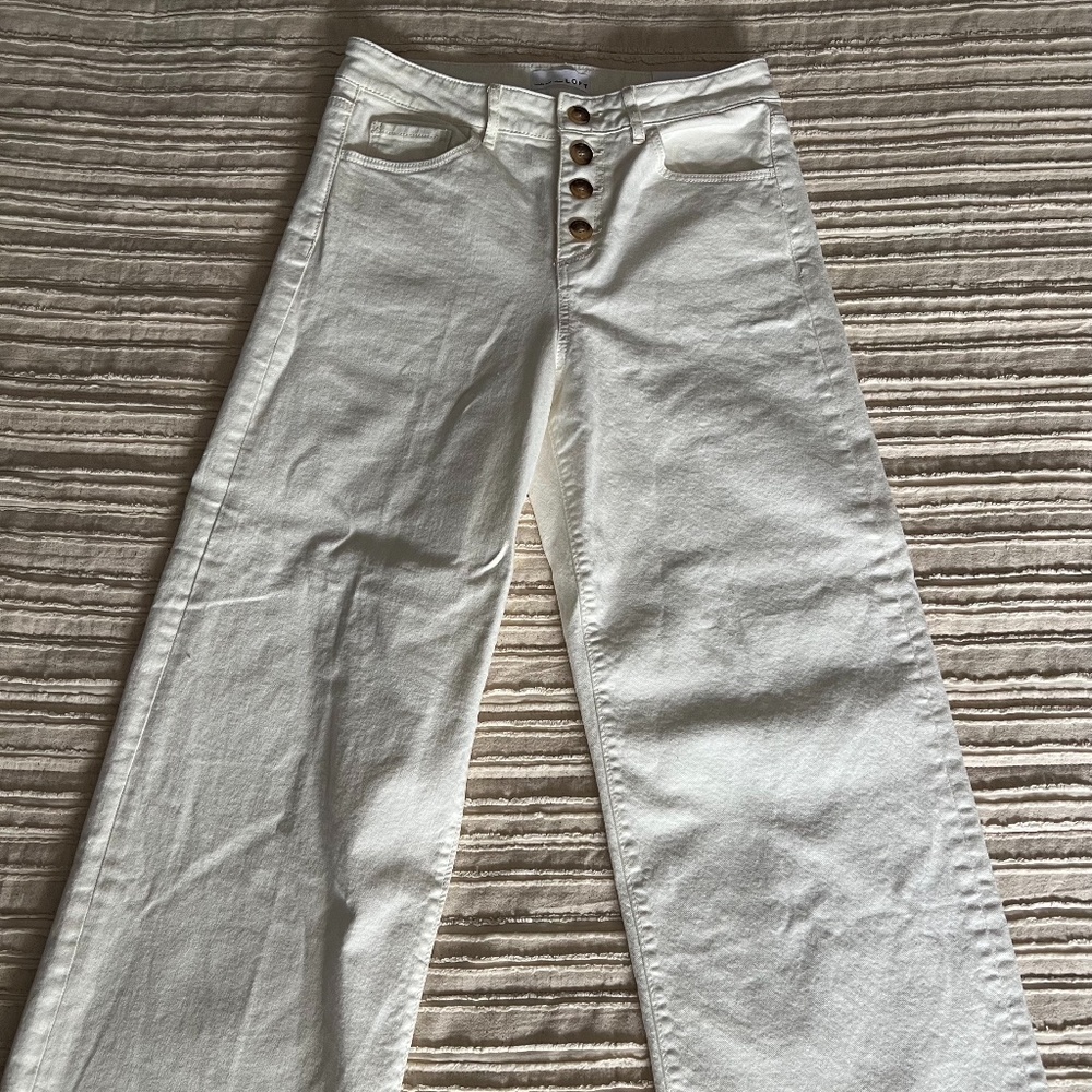 Loft High Waisted Wide Leg Crop Jeans
